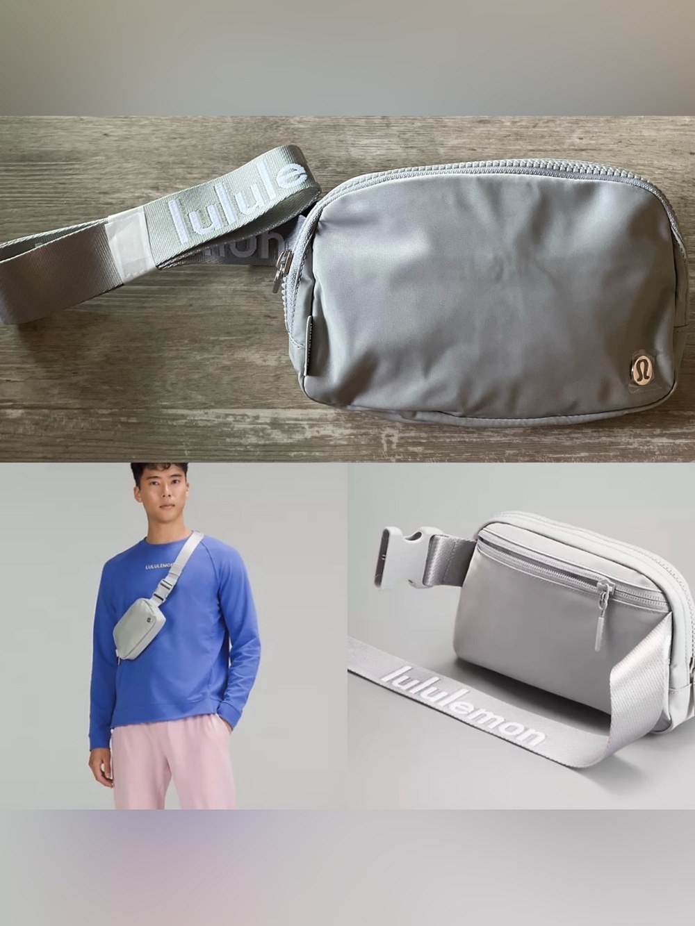 NWT Lululemon Everywhere Belt Bag *1L in Silver Drop/White crossbody NEW